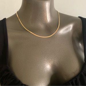 New 14k gold plated herringbone necklace approximately 14 in